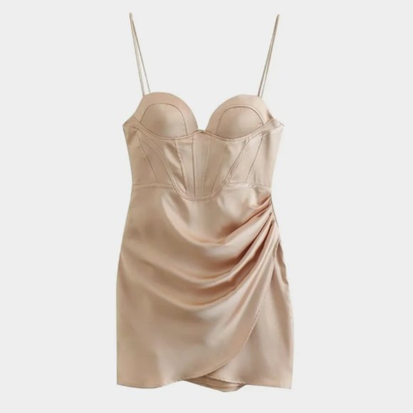 ZARA | Satin Effect Corset Dress - Picture 3 of 5